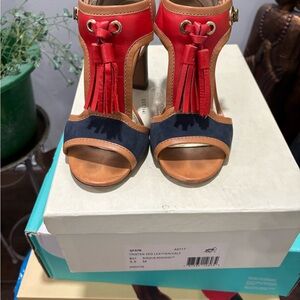 Coach Red and Tan Leather Heels